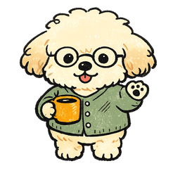 Coco the poodle — topknot tied back, composed — the sympathetic-but-austere career coach
